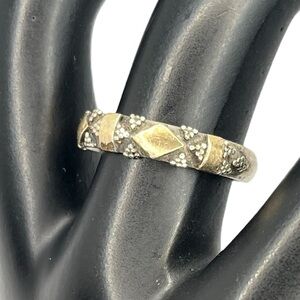 Gold and Silver Tone Women's Ring with Intricate Detailing